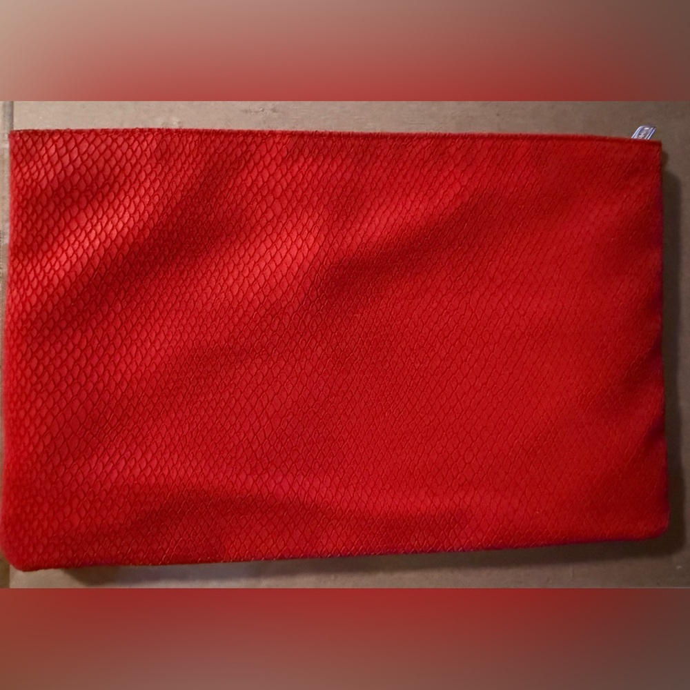 Loewe Red Suede Makeup Case/Clutch never used. with tags.